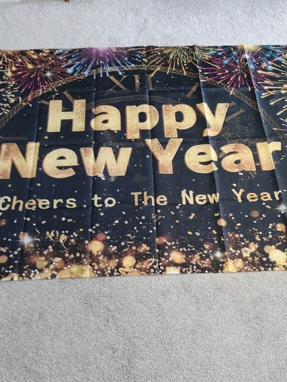 BRAND NEW Happy New Year Banner With Fireworks & Confetti Background